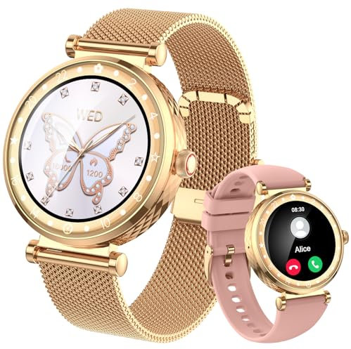 Montre Connectée Femme avec Appel Bluetooth,2025 Neu AMOLED Ultra-fin 1.19 Smartwatch Santé Au Féminin/Cycle Menstruel/SpO2/Suivi du Sommeil/110+ Modes Sportif Podometre,IP68 Étanche pour Android iOS