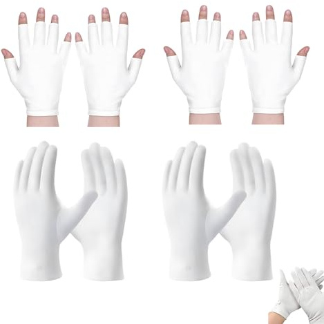 8 PCS Moisturizing Gloves, Soft White Cotton Gloves, for Coin Handling, Parade, Formal, Guard, Police, Wedding, Tuxedo, Jewelry Inspection