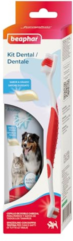 Beaphar, Kit 1 Dentifricio + 1 Spazzolino per Cani e Gatti, Protezione Completa Contro Placca e Tartaro, Adatto a Tutte le Taglie, Cura Quotidiana e Pulizia Efficace