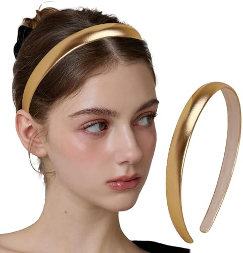 Cerchietti per Capelli Donna, Fasce Capelli Cerchietto Capelli Ragazze Elegante Antiscivolo Headband Alla Moda Fascia Capelli Bambina Accessori per Lo Styling dei Capelli Feste Vacanze (Oro)
