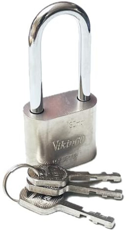 Vikingo Long Shackle Padlock with 3 Keys, Heavy Duty Security Lock, 30mm Outdoor Gate, Garage, Shed Lock