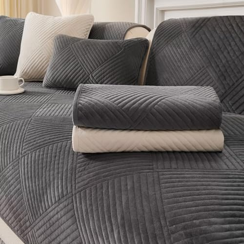 QHAIYYBF Soft Flannel Sofa Covers Washable - New Sofa Cushion Covers, Non-Slip Sofa Cover 1 2 3 Seater Couch Covers for Sectional Sofa, Sofa Slipcovers