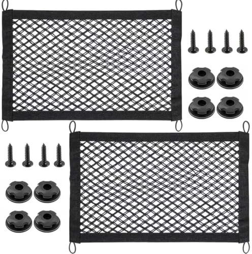CDDCWZ Confezione da 2 reti per Bagagliaio, 55 x 25 cm, Rete Universale per Bagagliaio con Viti di Montaggio per Interni Auto, Camper, Camper (Nero)