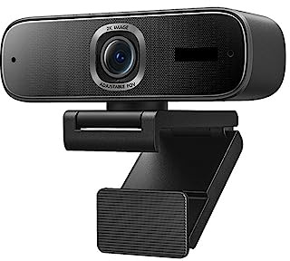 Webbkamera Smart Full HD-webbkamera, AI-driven inramning autofokus 2K-webbkamera med brusreducerande mikrofoner for konferenser