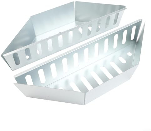 Cestas de carbón, paquete de 2 cestas de barbacoa de acero inoxidable, caja de virutas de madera galvanizada al aire libre de 0,6 mm para calentador de parrilla, madera frutal