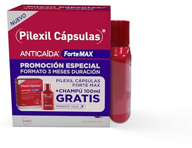 PILEXIL - Pack 90 Cápsulas Anticaída Forte Max + Champú Triple Protection 100 ml, Frena la Caída del Cabello y Fortalece la Fibra Capilar, para Hombres y Mujeres