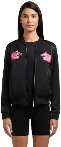 khujo dam kort vändjacka i bomberjackstil med Leo-Print Ruby XS-XXL, svart, S