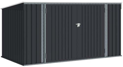 IDMarket – Cobertizo de jardín XXL de metal, color gris antracita, bloqueable, multialmacenamiento para bicicletas, herramientas, basura