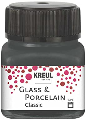 KREUL 16231 - Glass & Porcelain Classic grau, im 20 ml Glas, brillante Glas- und Porzellanmalfarbe auf Wasserbasis, schnelltrocknend, deckend