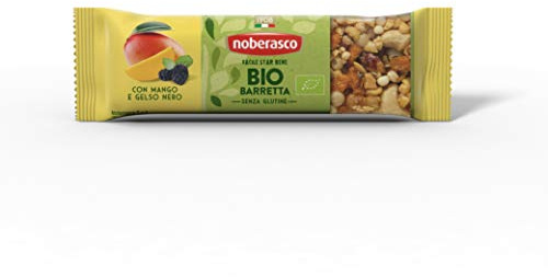Noberasco Bio Barretta con Mango e Gelso Nero, Barretta con frutta essiccata, frutta secca e semi, biologica, 24 x 30g