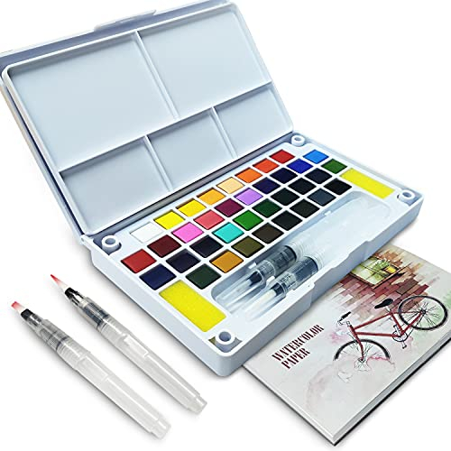 LURICO Set de Peinture Aquarelle, Aquarelle Solide, 36 Couleurs Boîte d’Aquarelle Set, Convient pour Enfant, Débutants, Professionnels