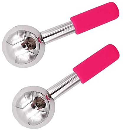 Ice Globes Facials Massager Rouleau de refroidissement cryogénique en acier inoxydable pour le visage, le cou et les yeux Cernes, poches, rides Soins de la peau (rose)