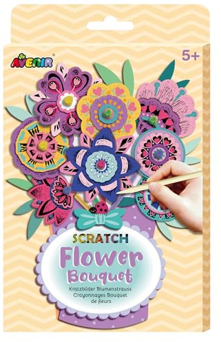 Avenir 6301734 - Set di immagini da grattare, per bambini dai 5 anni in su, bouquet