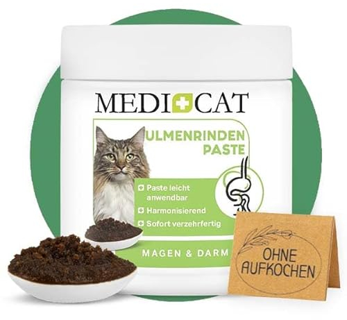 MEDICAT Premium Ulmenrinde Paste – 200 g – für Katzen – bei Sodbrennen, Durchfall und Erbrechen zur Darmsanierung - sofort verzehrfertig