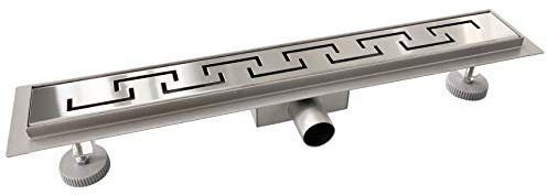 AICA ITALY Canaletta per Doccia in Acciaio Inox, Canale di Scarico a Pavimento con varie misure, Canale di Scolo con Sifone e Filtro, Griglia con Disegno di Cavi Ponti, Rettangolo (60CM)