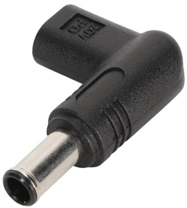 USB C Hembra a DC Macho Adaptador, ángulo Recto USB C a DC 6.5x1.4mm Barril Jack convertidor, 100W PD Conector Cargador de Corriente, Adaptador de Carga portátil para portátil