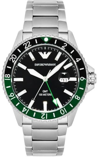 Emporio Armani Men's Watch GMT Dual Time, Stainless Steel, AR11589