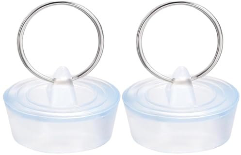 UEAVOID Lot de 2 Bouchons d'Évier en Caoutchouc avec Anneau pour Baignoire Cuisine Salle de Bain (29-32mm) (Bleu Clair)