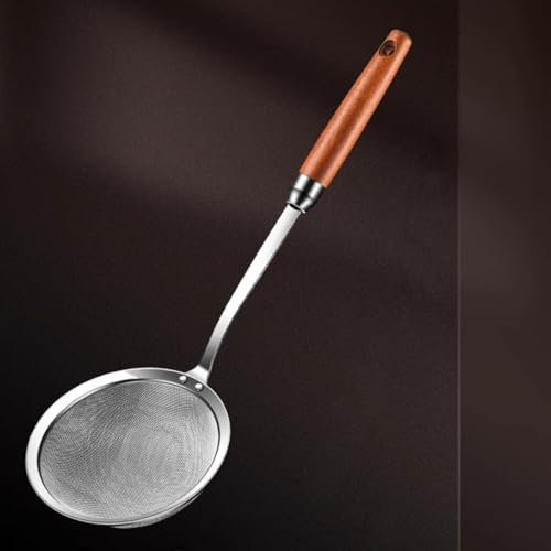 304 rostfritt stål silsked, mjölssil i rostfritt stål, fin nätsil, läckande sked med handtag kökssil (17,5 cm)