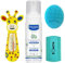 Cradle Cap Foam Shampoo For Newborns 150ml Bundled With Alimos Baby Bath Silicone Brush & Fine Tooth Comb And Bath Thermometer