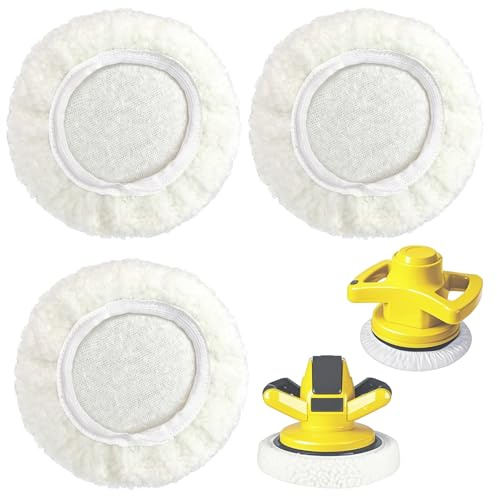 SSKHE 3 PCS 9inch Polishing Wool Buffing Pads,Polishing Bonnet,Car Buffer Polisher Kit,Washable & Reusable,Medium Grit,for Car Furniture Polishing Waxing