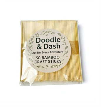 Doodle & Dash Natural Bamboo Wooden Lolly Sticks 50 Pack – Food Safe Cake Pop & Lollipop Sticks for Chocolate, Ice Lollies, Crafts & DIY