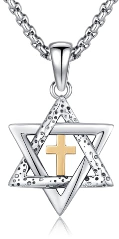 XIXLES Davidstjärna kors halsband 925 sterlingsilver Davidsstjärna kedja kors halsband män amulett judiskt smycke för män kvinnor