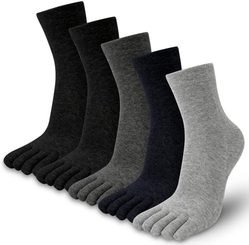 Leikedun 5 Pares Calcetines Deportivos con Cinco Dedos para Hombre, Calcetines Barefoot, Algodón, para Correr y Deporte, Multicolor, Talla única