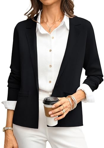 GRACE KARIN Black Blazers for Women Business Casual Knit Suit Jackets M