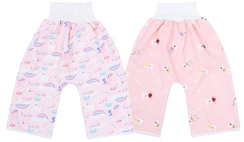 ELAYARD 2 pièces Pantalons Apprentissage Garçon Fille Unisexes Imperméables Anti-fuite Coton Haute Protège Ventre Doux Respirant Lot de Shorts pour Pot Garçons Filles Entraînement