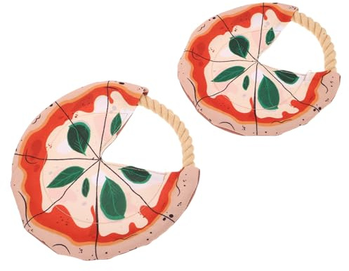 FIXOSHEE 2pièces Disques Volants Corde de Coton pour Chiens Jouets de Forme Pizza pour Chiens et Chiots pour Entraînement Extérieur Jeu de Lancer