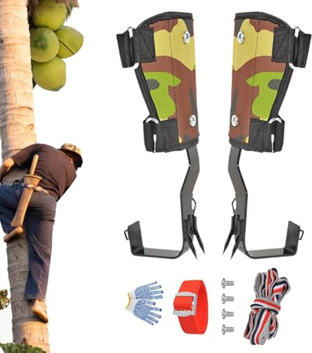 Genérico Arrampicata Artigli Alberi - Set Completo Attrezzature Di Ascesa | Scarpe Con Artiglii Di Felino Viti Cinghie | Per Lavori Forestali, Frutta, Caccia Salvataggio, Antiscivolo