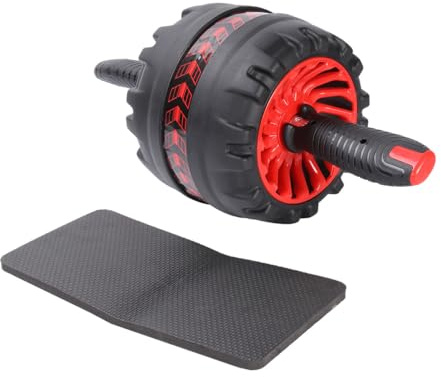 ULTECHNOVO Rullo Addominali Antiscivolo in Acciaio con Ruota Rinforzata e Tappetino Nero Trainer Core per Allenamento Completo Casa Adatto Uomo e Donna
