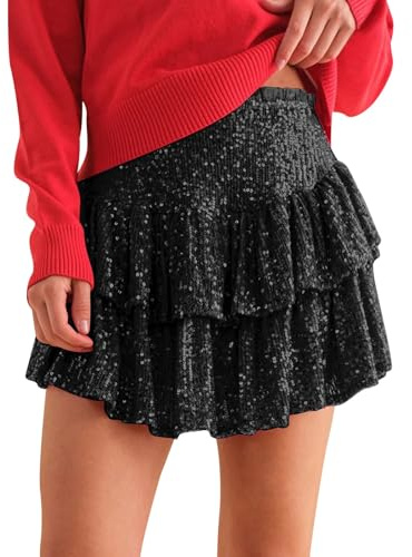 Générique Jupe Longue Femme Hiver, Jupe, Short, Paillette Femme Noir | Deguisement Princesse Adulte Strass Et Paillettes Rétro Année 80 Grande Taille Ballerine Skirt Fille Soirée Dance Carnaval Fête