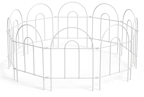 Relaxdays Valla metálica para parterres, 10 módulos, Arco Redondeado, Borde para Clavar, 45×400 cm, Blanco