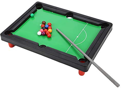 Portable Mini Pool Table, Desktop Billiard Game Made of ABS Material with 15 Balls and 2 Cues, 13 Inch Compact Table Toy for Ages 3 and Up