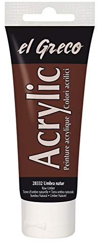 KREUL 28332 - El Greco Acrylic, 75 ml Tube in umbra natur, hochpigmentierte, glänzende Acrylfarbe in Studienqualität, buttrig vermalbar, für pastose Malerei