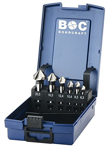 BOHRCRAFT Kegelsenker-Satz DIN335C 90 Grad HSS-E Co 6-teilig in ABS Box, 1 Stück,17101330006