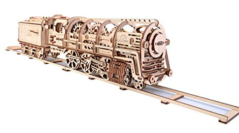 UGEARS 70012 - Locomotive con Tender, Kit di Costruzione in Legno 3D Senza Colla