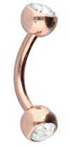 PIERCINGLINE Surgical Steel Banana, Two Crystals, Curved Piercing Bar for Eyebrow, Chest, Intimate Ear, Choice of Colours and Sizes, 6 mm, 316L surgical steel, Cubic Zirconia