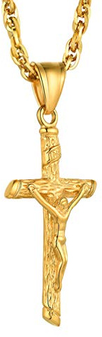 PROSTEEL Cruz Cristo Oro Chapado INRI Colgante Crucifijo Cruz Jesucristo