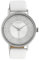 Oozoo Damenuhr mit Glitzereffekt und Lederband 42 MM Silberfarben/Weiß C10575