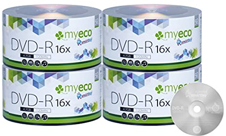 YBW 200 Pack MyEco DVD-R 16X 4.7GB/120Min Silver Logo Top Write Once Blank Media Record Disc