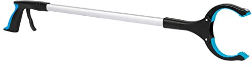 BIRDROCK HOME Reacher Grabber Pick Up Tool with Magnets - Lightweight Aluminum 32 in Extra Long Reaching Aid - Rotating Head - Rubber Grip - Blue