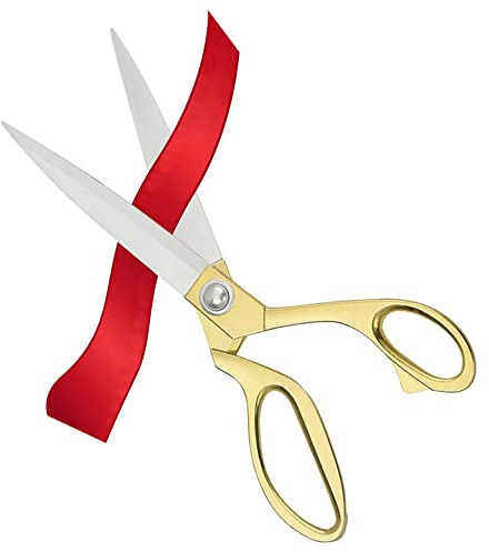 Aemoe 10,5 tum bandklippningssax slitstark metallsax stora saxar för bandskärning ceremoni bandskärning professionella saxar speciella evenemang, invigningar och ceremonier (SC0008-guld)