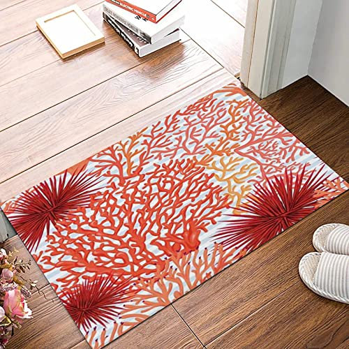 Weich Badezimmerteppich 50x80 cm,Nautical World School Natur Seestern Naturweiß Unterwasseraquarium Korallen Ri,Rutschfest waschbar Badematte, Badteppich Mikrofaser Saugfähig Badvorleger Duschvorleger