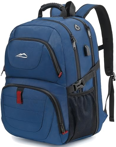 PROETRADE Mochila Hombre Grande 50L Mochila Portátil 17 Pulgadas Antirrobo Ordenador Portatil Mochila para Viaje Trabajo Negocio Diario Escuela - Azul