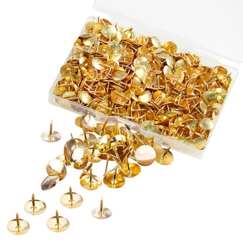 500 Stück Reißzwecken, BetterJonny 9,5 mm Gold Push Pins Eisen Daumen Tacks Kopf Nagel Pin Türnagel für Büro oder DIY