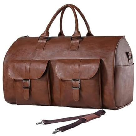Bolsa de cuero convertible para ropa, bolsa de viaje de viaje, bolsa de ropa impermeable para hombres y mujeres, maleta colgante 2 en 1 y bolsa de viaje para trajes, regalos para negocios y viajes,