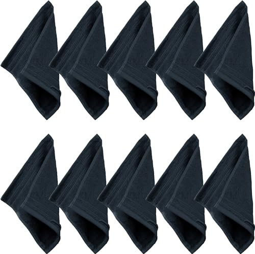 Erwin Müller Seiftuch Heidelberg 10er- Pack, 100% Baumwolle schwarz Größe 30x30 cm - weiche Qualität, saugstark und strapazierfähig - praktisch durch Schlaufe